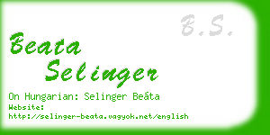 beata selinger business card